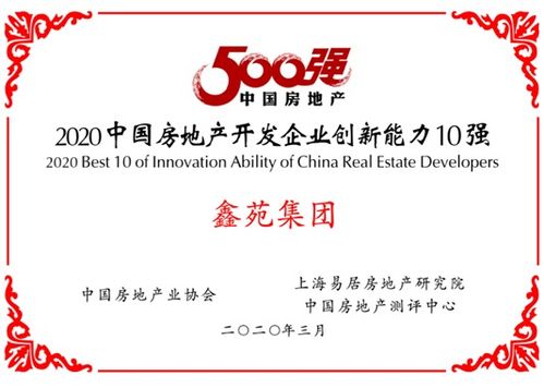 鑫苑荣膺中房协百强房企及创新能力五强 物业管理新标杆